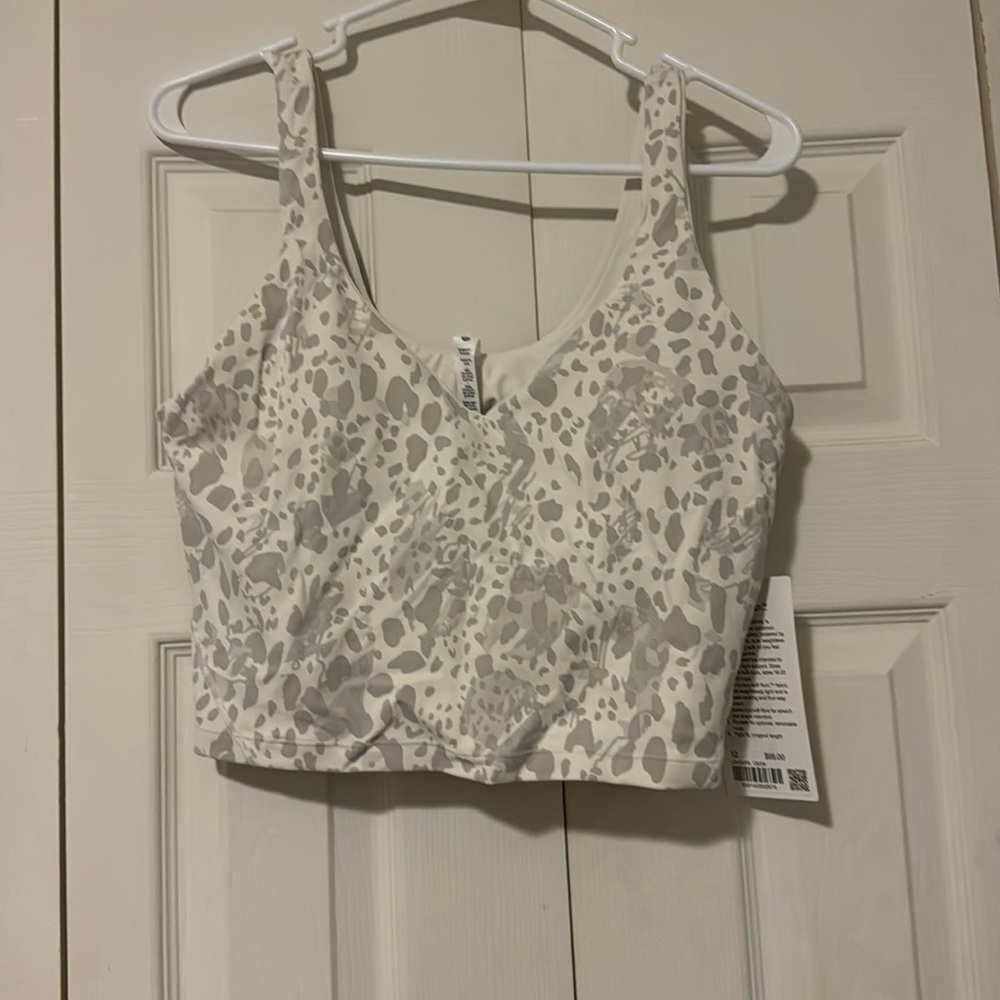 White with grey cheetah lululemon align tank size 12